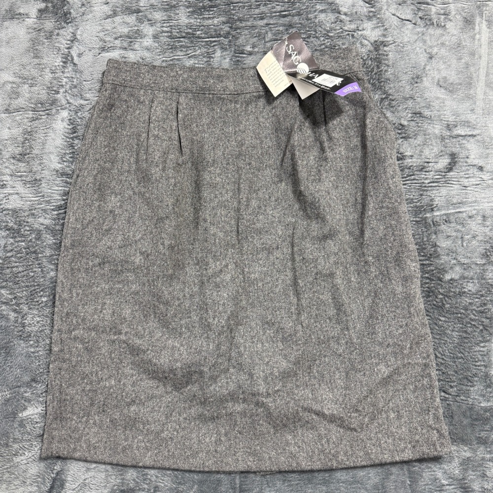 Sag Harbor Slim Skirt Women 16 Grey Wool Blend Pencil 3604H New
